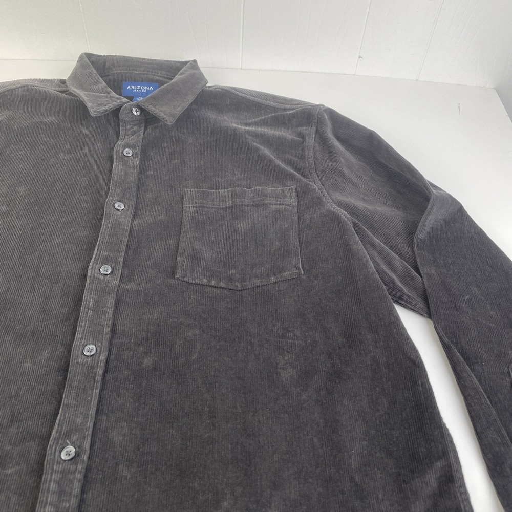 Arizona Jean Co. Men Corduroy Shirt XL Gray Long Sleeve Pocket - Picture 5 of 13